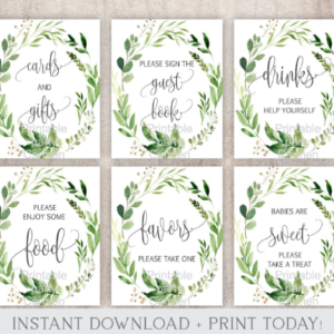 Greenery Baby Shower signs