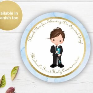 First communion favor tags, boy fisrt communion, printable favor tags, Communion stickers, labels