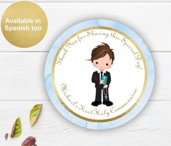 First communion favor tags, boy fisrt communion, printable favor tags, Communion stickers, labels