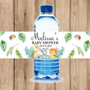 Water bottle labels Jungle baby shower Safari Baby Shower Tropical baby shower Gender neutral