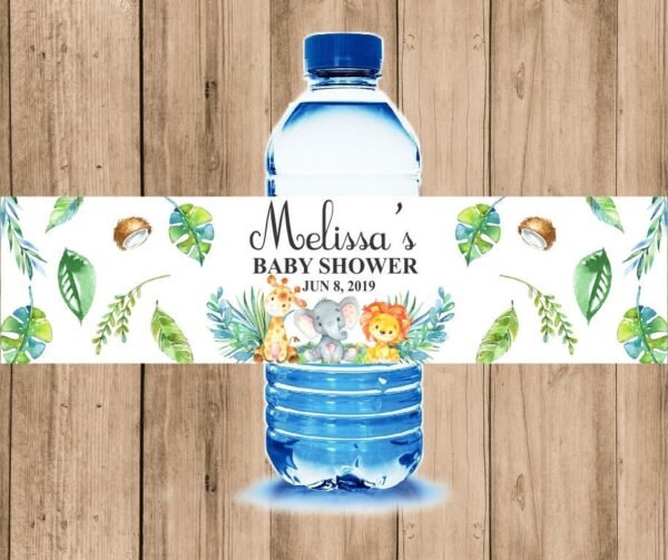 Water bottle labels Jungle baby shower Safari Baby Shower Tropical baby shower Gender neutral