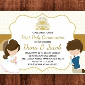 First Holy Communion invitation, First Communion Boy and Girl, Siblings Communion, printable invites, invitation religious