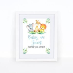 Please take a treat, take a treat sign, boy babies are sweet, baby shower, jungle baby shower, safari baby shower, elephant giraffe Lion