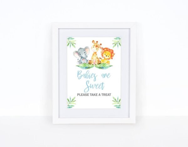 Please take a treat, take a treat sign, boy babies are sweet, baby shower, jungle baby shower, safari baby shower, elephant giraffe Lion