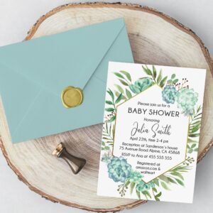 Greenery baby shower invitation, succulents baby shower, printable invitation, boho baby shower, Gender neutral, Size 5X7