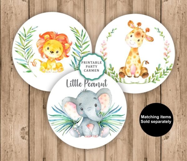 Beautiful Safari baby shower invitation, Jungle Baby Shower Invitation, Gender neutral, Girl Boy Tropical Baby Shower Elephant Giraffe Lion animals 01 - Image 2