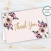 floral bridal shower thank you card, boho bridal shower, thank you cards, bohemian bridal shower, floral pink thank you, tulips, anemone