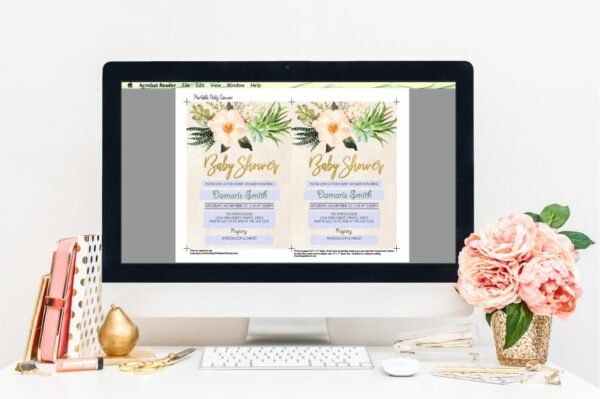 Succulent baby shower invitation, gender neutral, desert baby shower, boy or girl, baby brunch, oh baby, instant download - Image 2