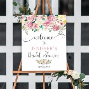 Floral Bridal shower welcome sign, printable bridal shower welcome sign, floral watercolor, bridal shower decoration, baby shower sign