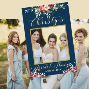 Navy burgundy Bridal shower photo prop frame