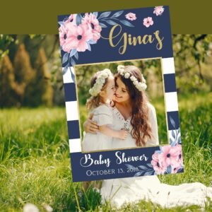 Blush Navy Baby shower photo prop frame, Baby shower photo prop, photo booth frame, Baby shower decoration, Baby shower sign
