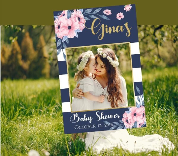 Blush Navy Baby shower photo prop frame, Baby shower photo prop, photo booth frame, Baby shower decoration, Baby shower sign