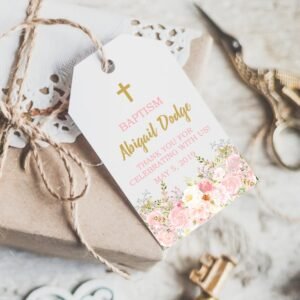 Floral Baptism favor tags, baptism girl labels baptism, baptism invitation girl, floral favor tags, etiquetas de bautismo, baptism favors