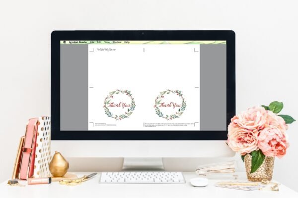 Printable Christmas thank you card, Holidays thank you, christmas wreath watercolor, instant download, CHR06 - Image 2