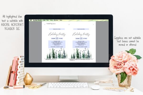 Holiday party invitation mystical winter, christmas invitation, printable invitation, instant download, 5x7 - Image 4