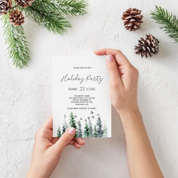 Holiday party invitation mystical winter, christmas invitation, printable invitation, instant download, 5x7 - Image 2