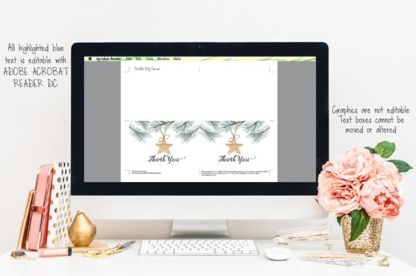 Christmas Thank you card, Holiday thank you, printable christmas card, star watercolor, instant download, christmas thanks, CHR04 - Image 2