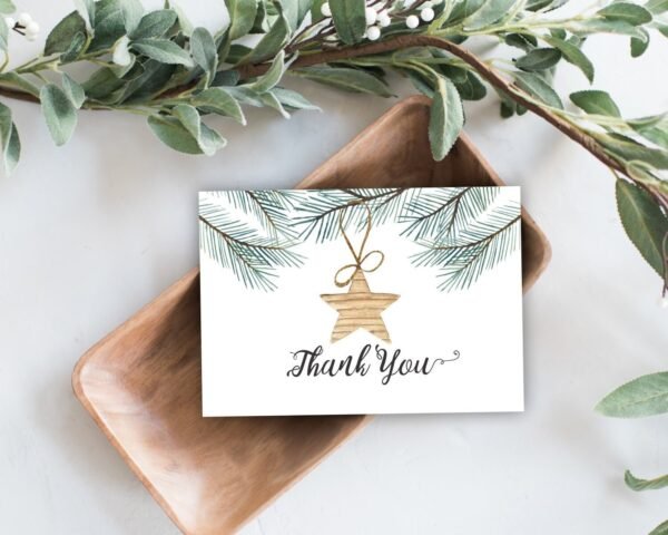 Christmas Thank you card, Holiday thank you, printable christmas card, star watercolor, instant download, christmas thanks, CHR04