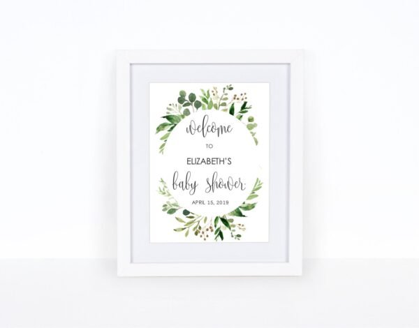 Greenery baby shower welcome sign, shower decoration, neutral gender, printable sign, baby shower sign - Image 3