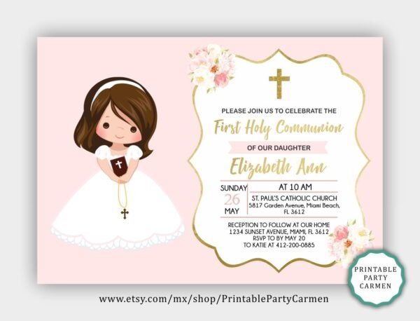 Hand Sanitizer Printable Label, First Communion sanitizer label, Communion Girl, Personalized label, Communion favors, FC01 - Image 4