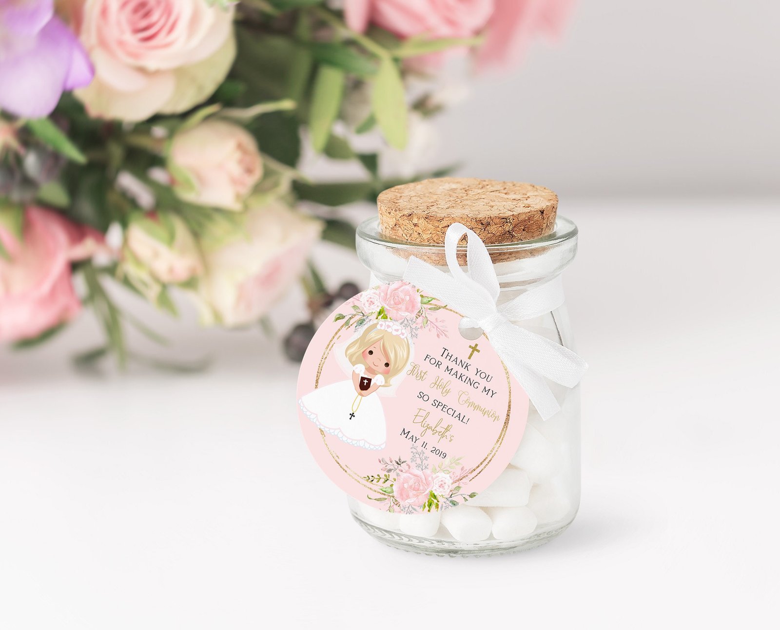 First communion favor tags girl, personalized favor tags, printable tags, communion girl, thank you tags communion, Stickers, FC02