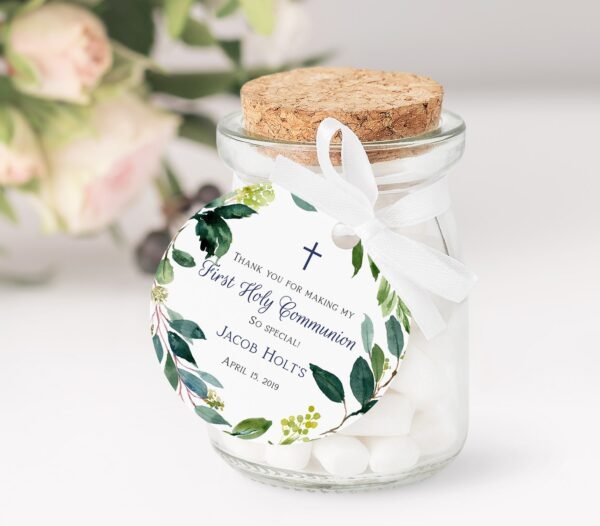 First Communion invitation siblings BUNDLE, 1st Communion Twins, First communion Boy and Girl Printable Invite, Greenery Invitation, FC04 - Image 4