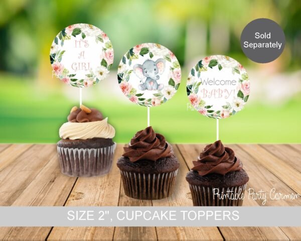 Elephant baby shower centerpieces, girl baby shower, printable centerpieces, little peanut, baby shower decoration - Image 2