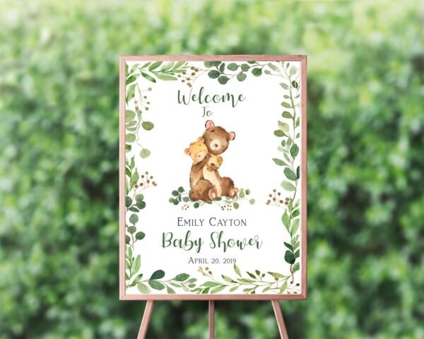 Woodland bear thank you card, woodland baby shower, baby bear, boy baby shower, instant download, super cute thank you card - Image 3