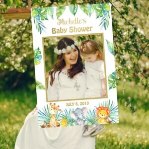 Jungle Baby Shower Photo Booth Frame prop, Safari baby shower photo booth sign, Neutral gender, printable, jungle baby shower decoration