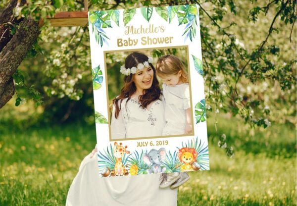 Jungle Baby Shower Photo Booth Frame prop, Safari baby shower photo booth sign, Neutral gender, printable, jungle baby shower decoration
