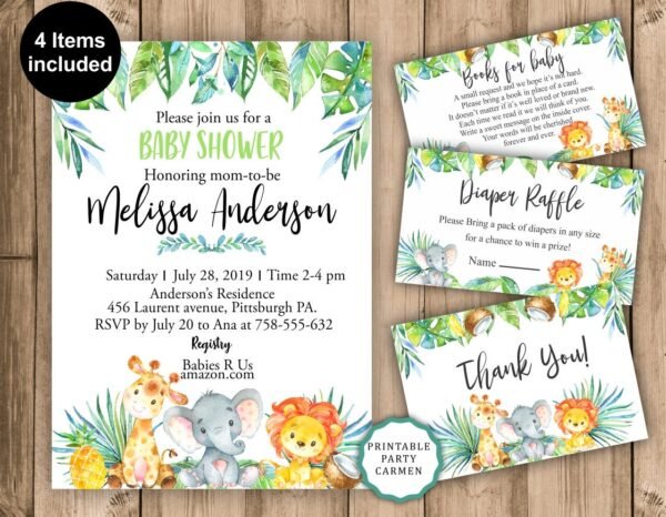 Jungle Baby Shower Photo Booth Frame prop, Safari baby shower photo booth sign, Neutral gender, printable, jungle baby shower decoration - Image 4