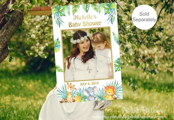 Jungle Baby Shower Welcome Sign, safari welcome sign, baby shower welcome sign neutral gender, printable sign, jungle baby shower decoration - Image 3