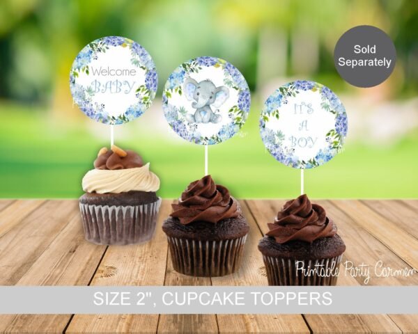 Elephant baby shower centerpieces, Printable centerpieces, Baby Shower decoration, it's a boy, little peanut - Image 2