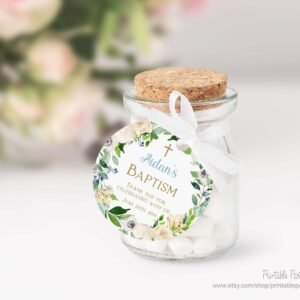 Printable Baptism Favor tags, Baptism boy or girl, labels favor tags, baptism stickers, floral watercolor, baptism favors decor