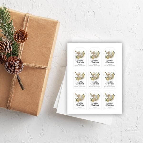Christmas Gift Tag printable, Holiday Favor Tags, Angel Merry Christmas, Cristmas Cookie Exchange tag, Editable template - Image 2