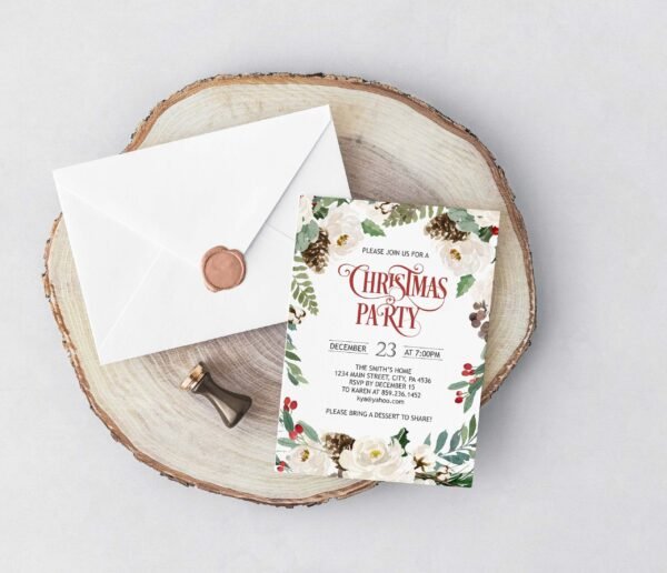 Christmas Gift Tags Template, Printable Christmas Gift Tags, Christmas Gift, Christmas label, Wreath watercolor, Editable template - Image 3
