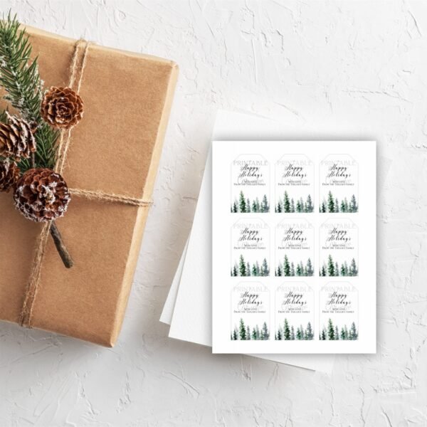 Holidays Favor Tags printable, Christmas Gift Tags Template, Christmas tree, Merry Christmas tags, Editable Template, evergreen - Image 2