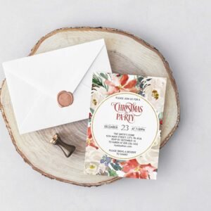 Christmas Party Invitations, Editable Template, Printable invitation, Office Christmas Party Invitations, Floral Christmas card, CHRINV007
