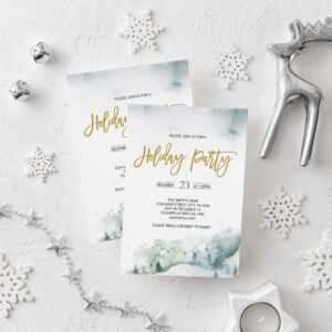 Rustic Christmas Party Invitation, Holiday Invitation Template, Printable invitation, Winter, Deer, Pine Tree, CHRINV0010