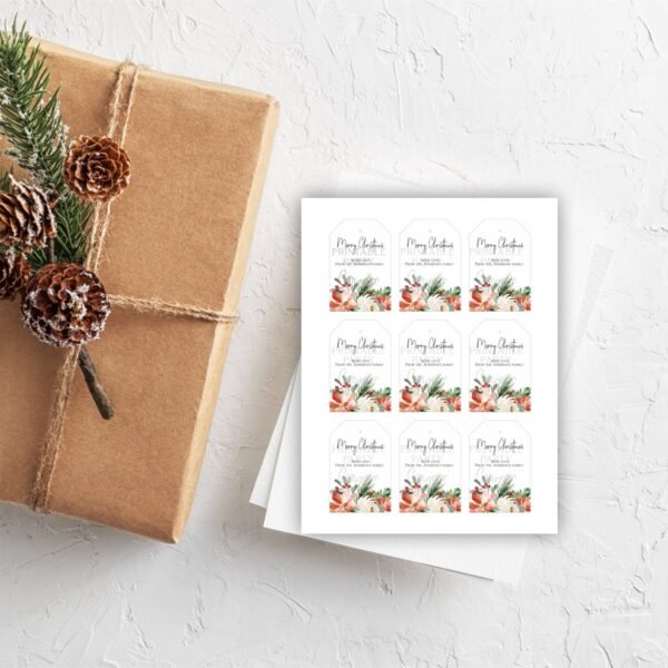 Printable Christmas tags, Christmas Gift Tags, Merry Christmas Tags, Instant Download, Editable template, CHR03 - Image 2