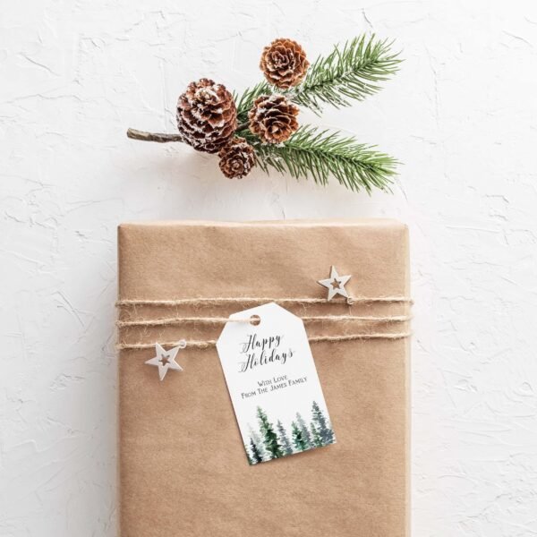Holiday Party Invitation Template, Christmas Party Invitation, Printable invitation, Pine Tree, Winter, Snow, CHRINV0011 - Image 3