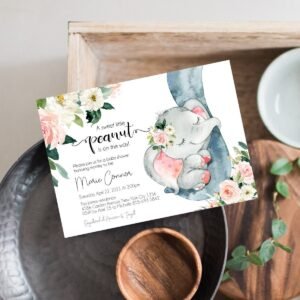 Elephant baby shower invitation Girl