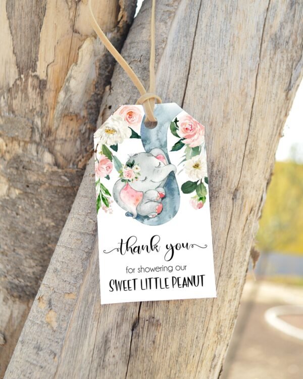 Elephant Banner it's a Girl baby shower, Baby shower decoration, Printable Banner, Instant download, Floral Watercolor - Image 3