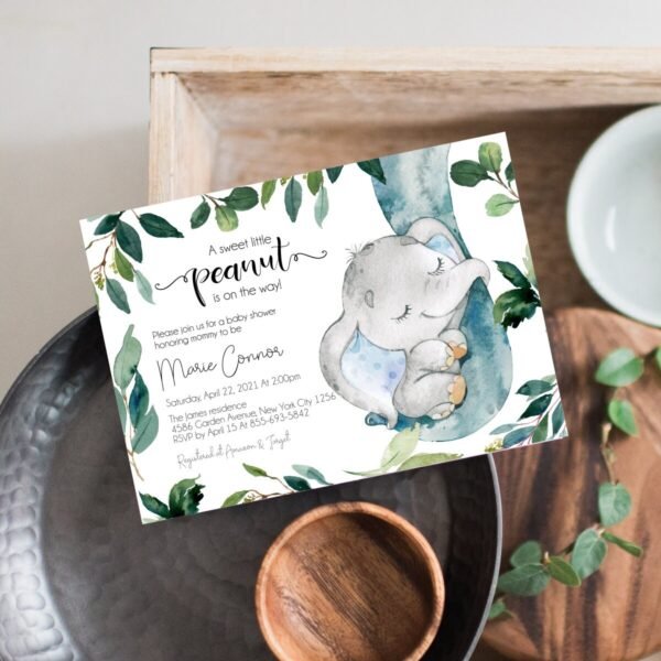 Greenery Elephant Baby Shower Favor tags, neutral baby Shower, Baby Shower Decoration, Boy Baby Shower, Instant download, printable tags - Image 2