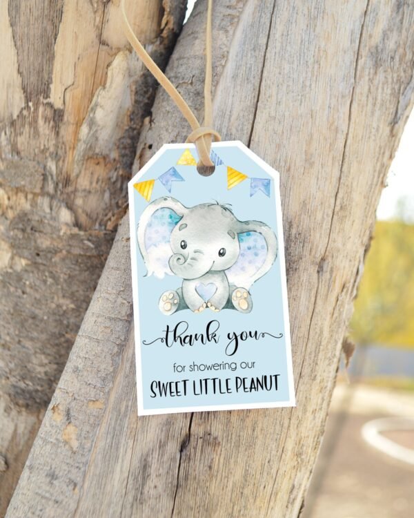 Banner it's a boy Elephant baby shower, Baby shower decoration, Printable Banner, Instant download, Floral Blue watercolor - Image 4
