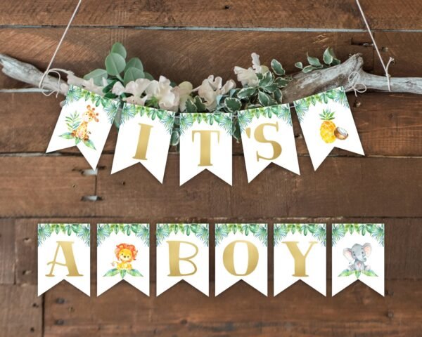 Jungle Baby Shower Welcome Sign, safari welcome sign, baby shower welcome sign neutral gender, printable sign, jungle baby shower decoration - Image 4