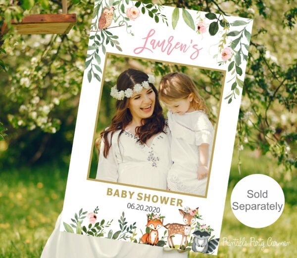 Woodland Baby Shower Welcome Sign, girl baby shower, baby shower sign, woodland baby shower decoration, printable sign, woodland animals - Image 3