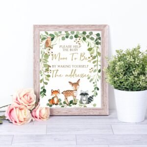 Please help the mom-to-be make yourself the addressee sign, woodland baby shower sign, printable sign, gender neutral, woodland decoration