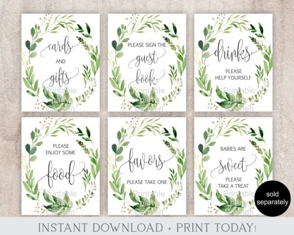 Greenery baby shower welcome sign, shower decoration, neutral gender, printable sign, baby shower sign - Image 4