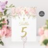 First holy communion welcome sign girl, 1st communion poster, communion decoration, printable sign, blush and gold, floral watercolor FC18 - Image 6